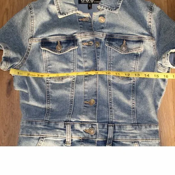 Peace Love Eco by Rewash Denim Mini Dress | Button Front | Short Sleeve | Size S - Picture 6 of 8